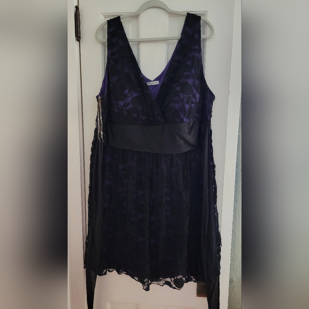 Black And Purple Dress With Belt